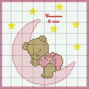 Schema punto croce Urso Na Lua Rosa